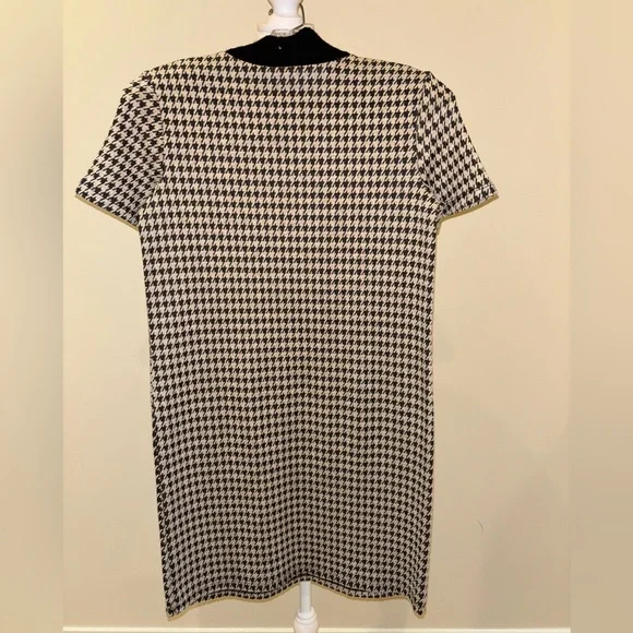 Zara Black White Houndstooth Checker Mock Turtleneck Dress Size S - Picture 5 of 10